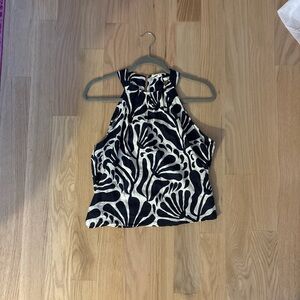 Christian Siriano Black and White Abstract Tank Top